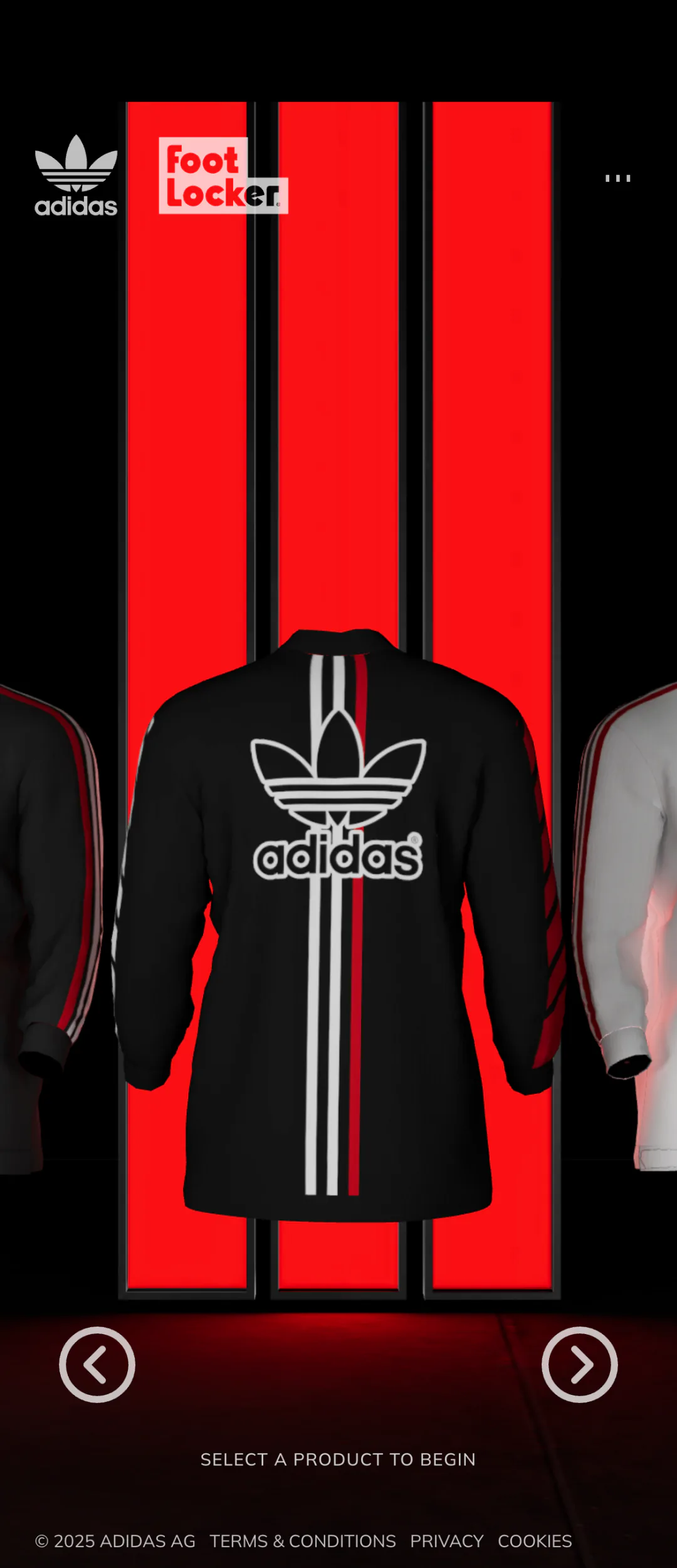 Adidas concept website on a phone