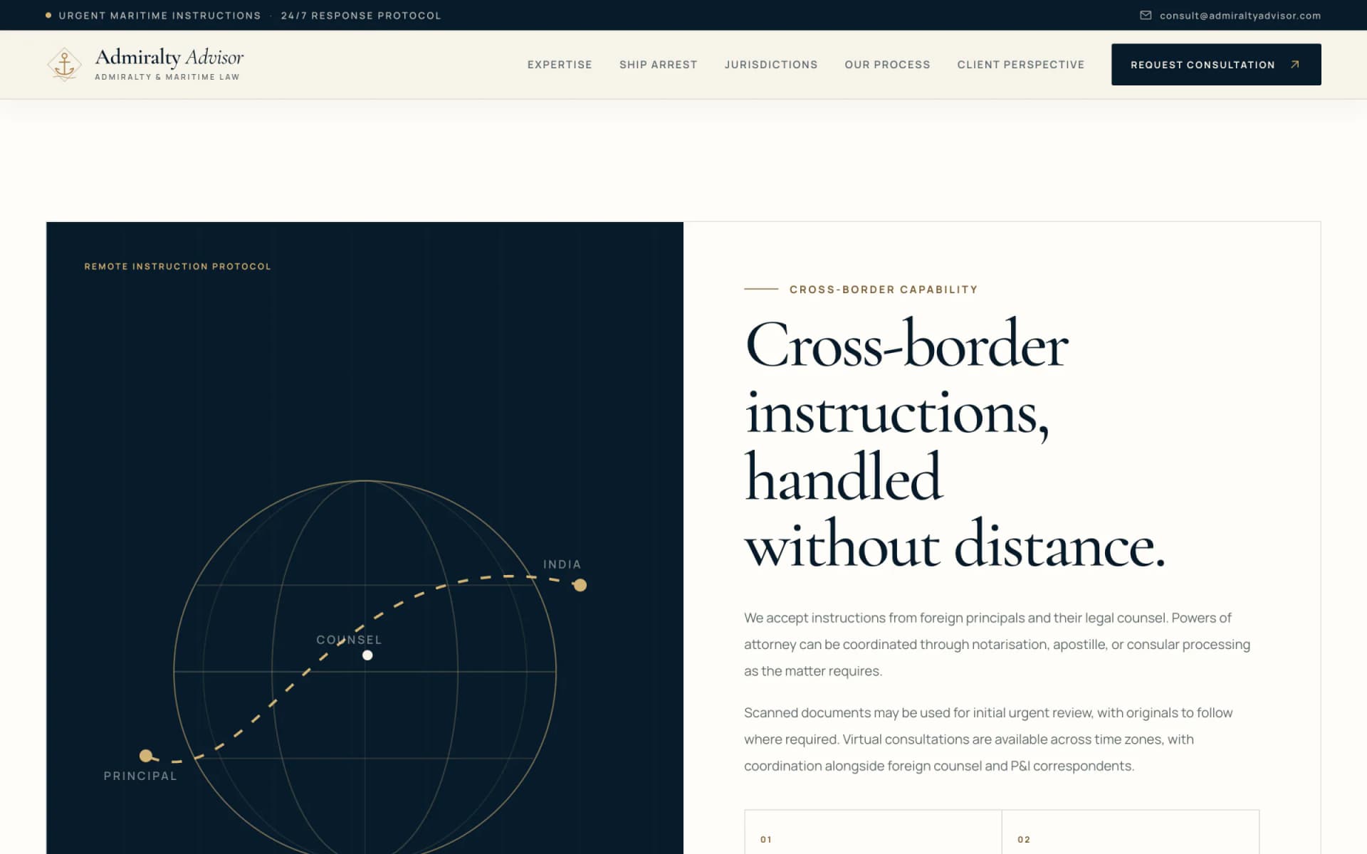 Admiralty Advisor section for international clients