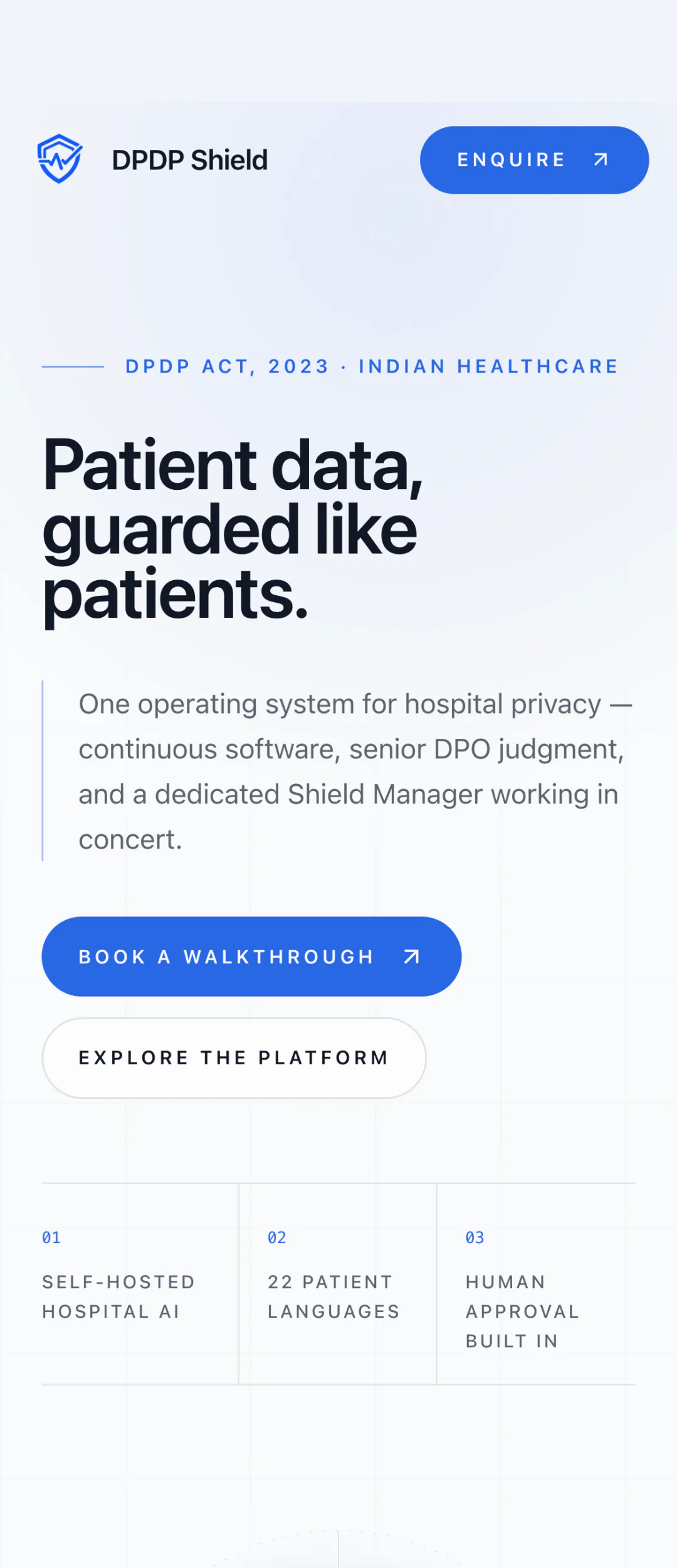 DPDP Shield website on a phone