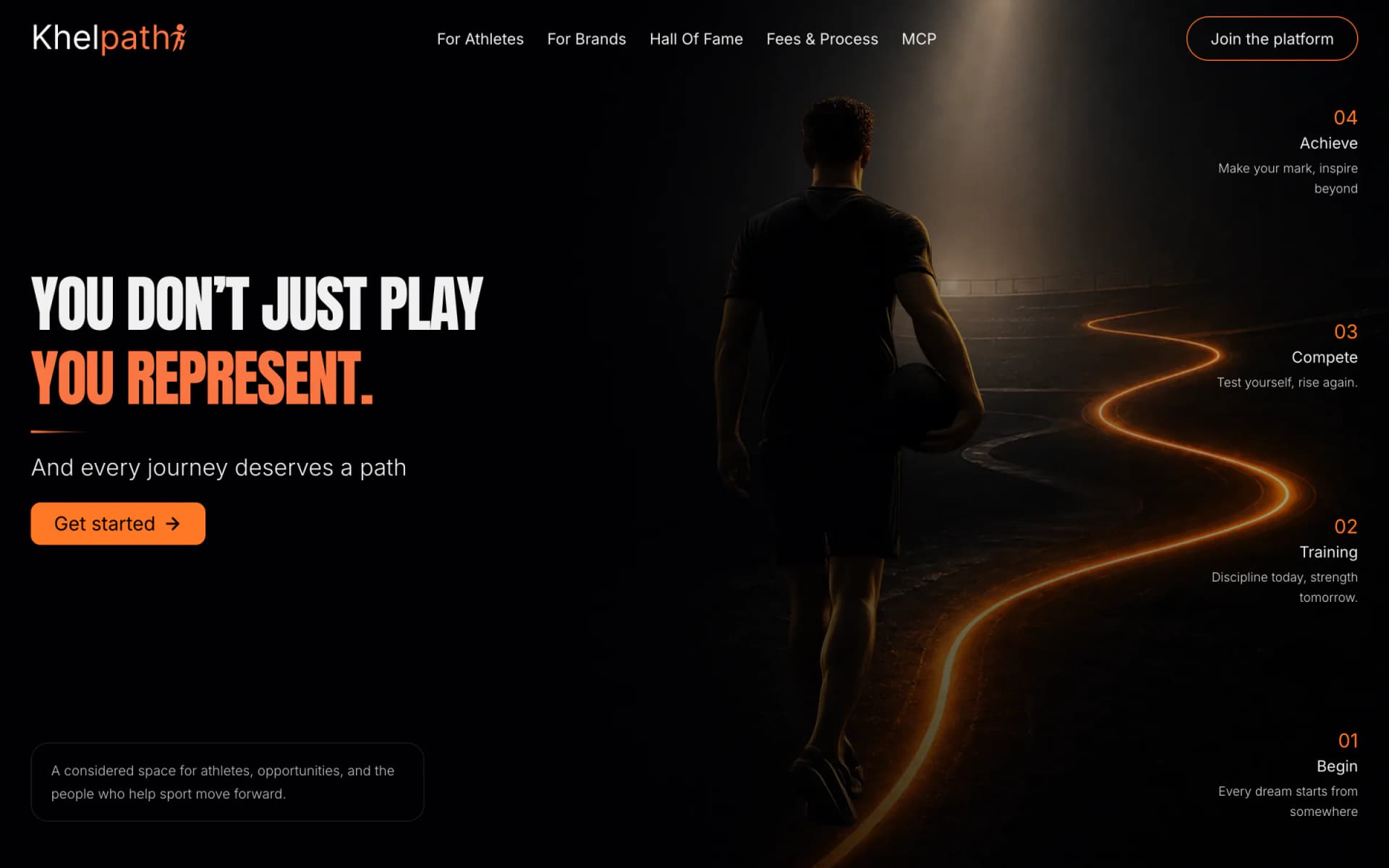 Khelpath website home page introducing the platform to athletes