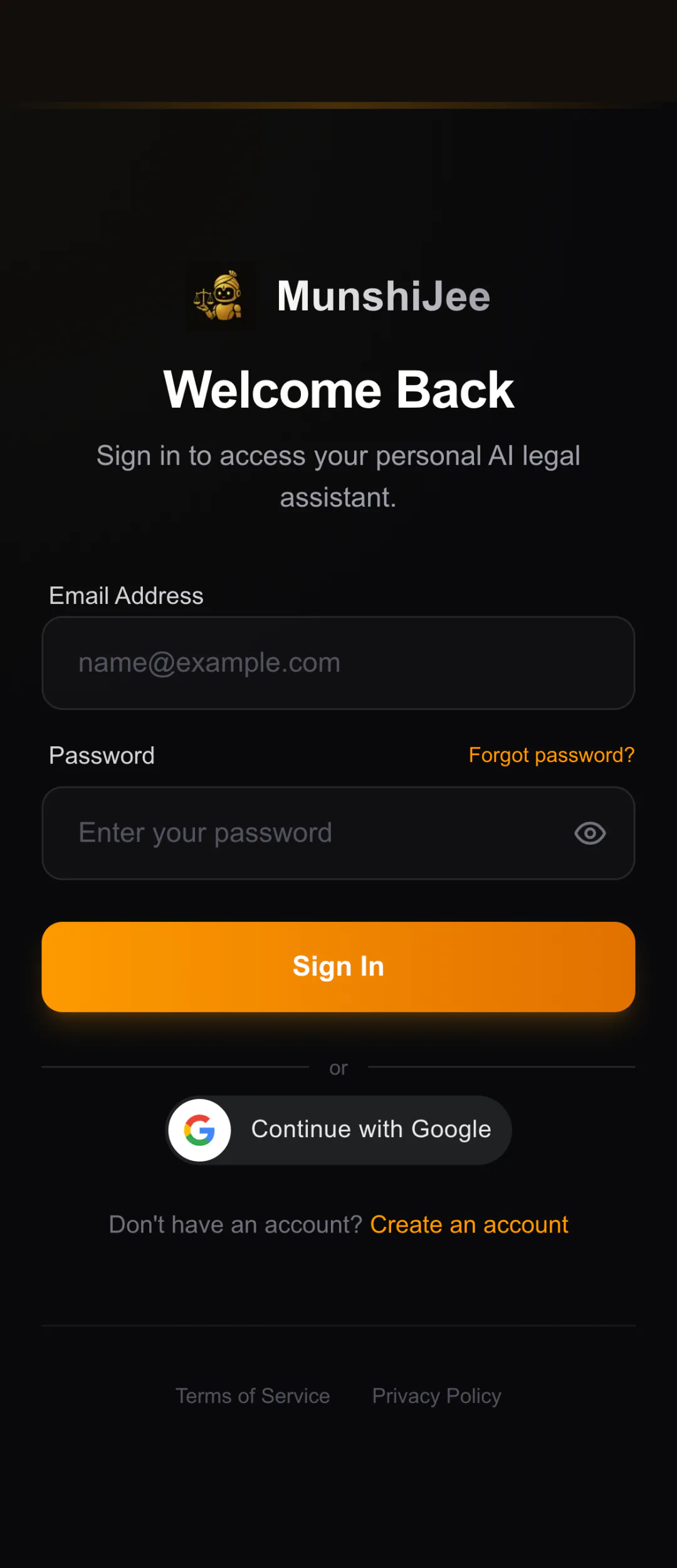 MunshiJee sign-in screen on a phone