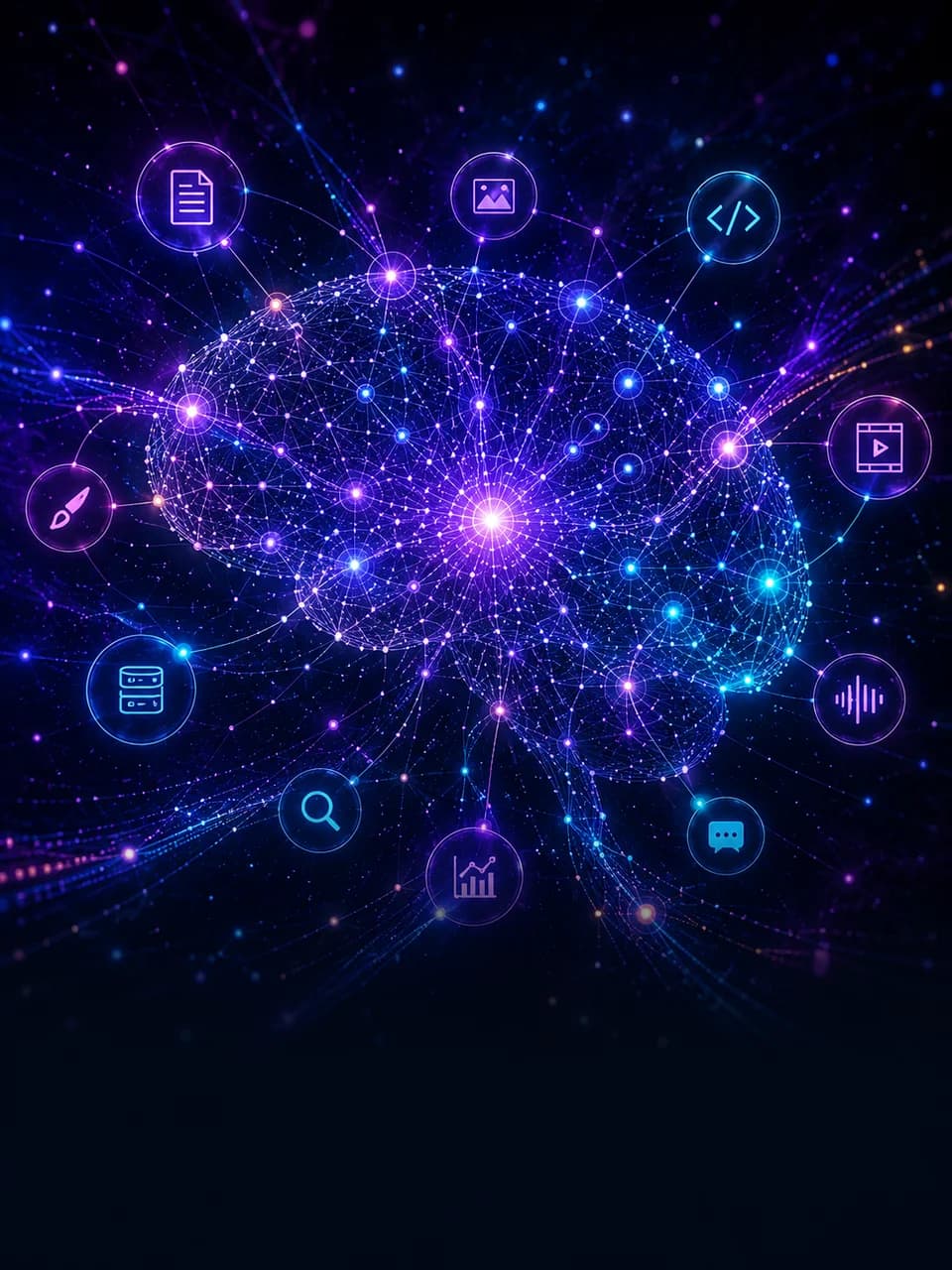 Promptly AI brand illustration connecting creative AI tools