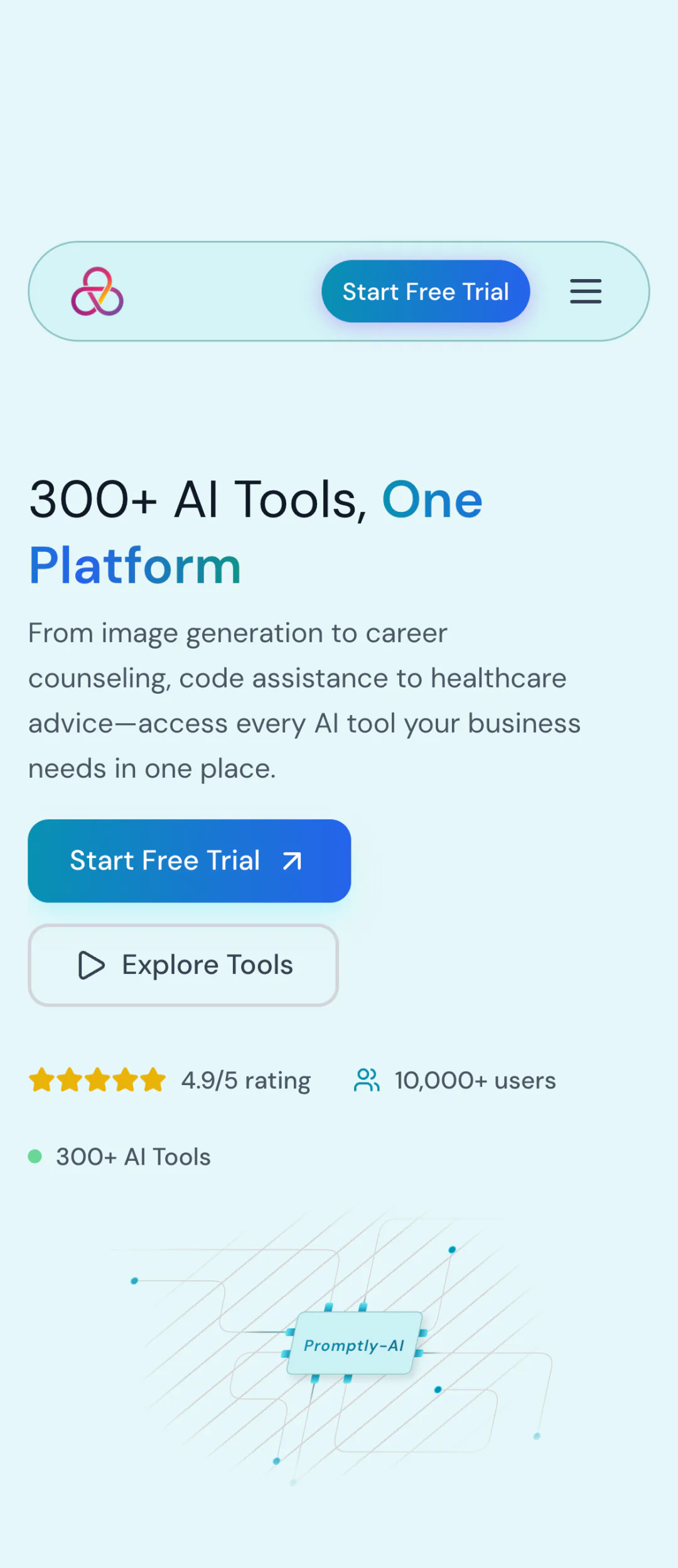 Promptly AI home page on a phone