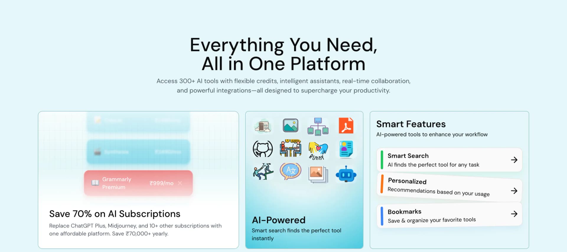 Promptly AI section comparing one platform with many separate AI subscriptions